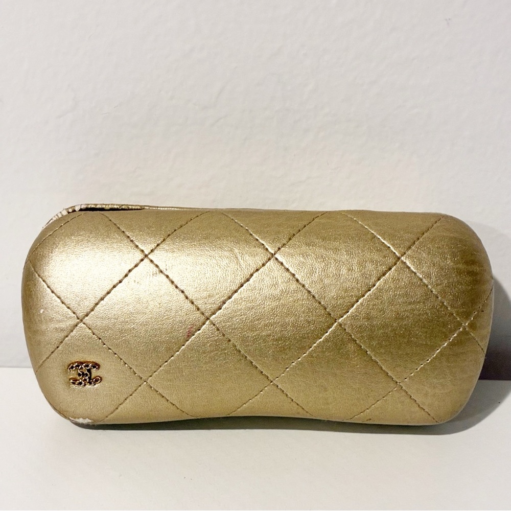 RARE CHANEL CC Gold Quilted Sunglasses Hard Case Frames Eye Glasses - Picture 3 of 4